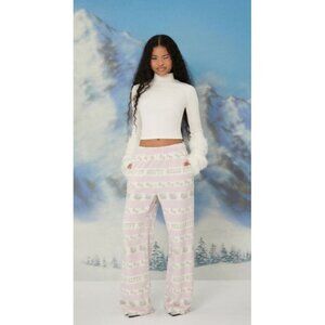 Hello Kitty Womens Pink & Gray Fleece Pajama Pants Size M